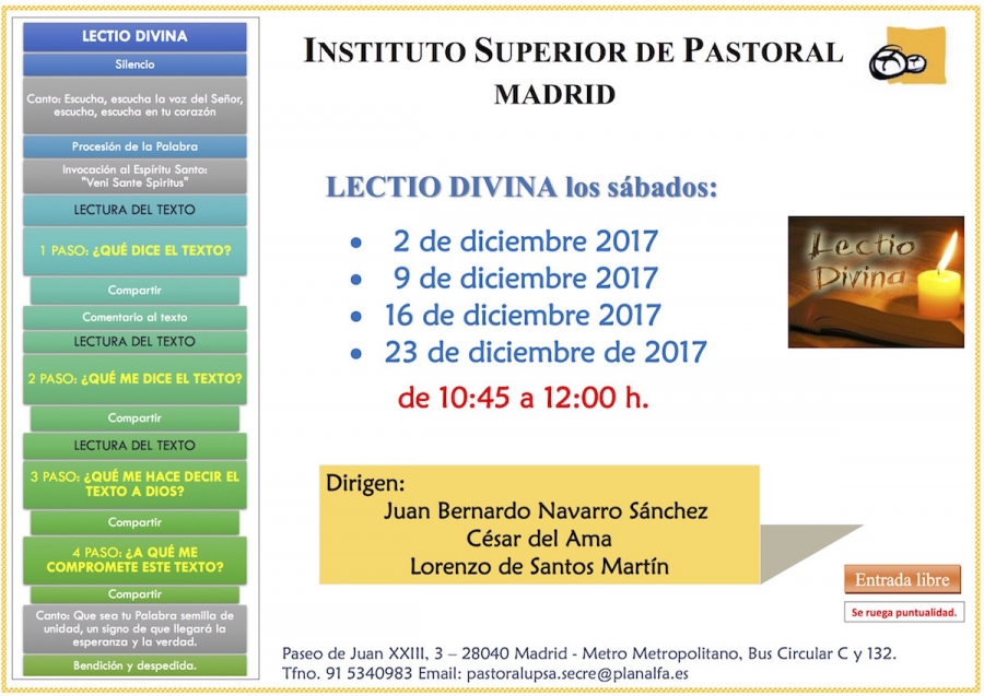 El Instituto Superior de Pastoral organiza unas jornadas sobre Lectio Divina