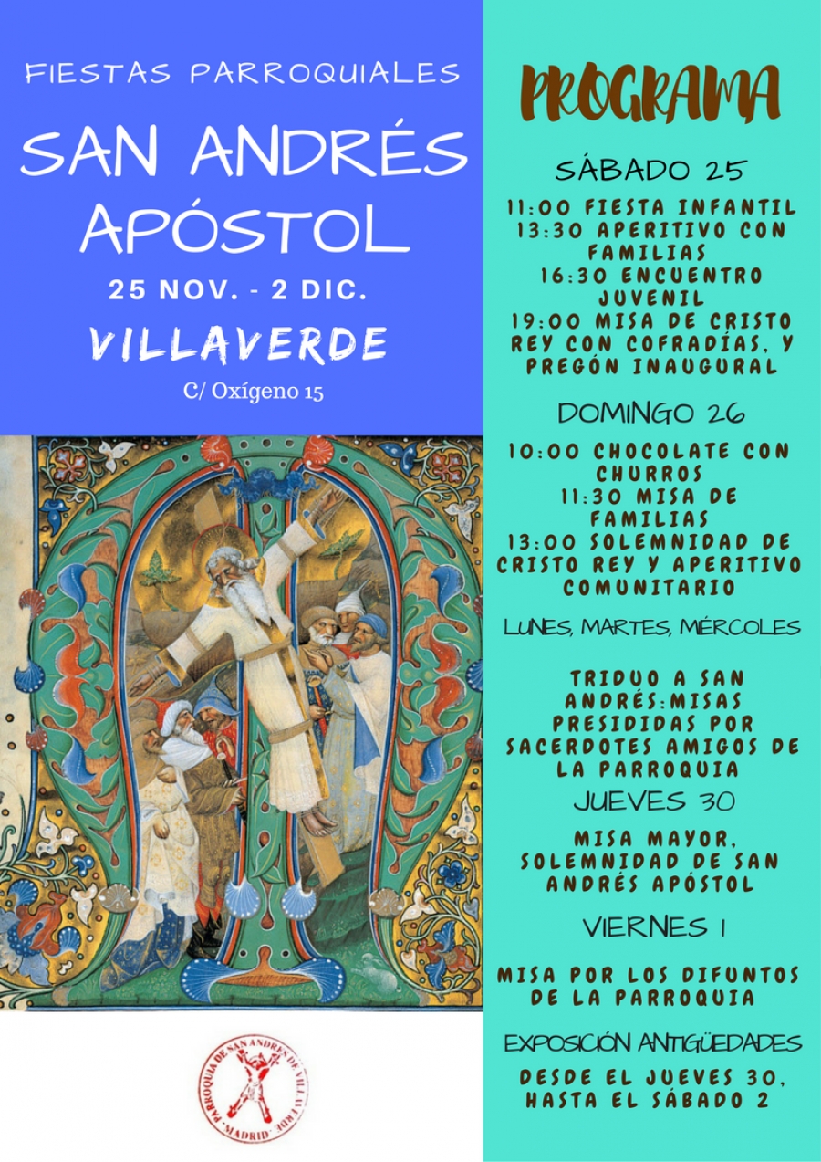 La parroquia San Andrés, de Villaverde Alto, honra a su titular con un amplio programa de actividades