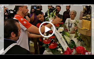 Ofrenda floral del Rayo Vallecano a la Virgen del Carmen tras su vuelta a Primera División