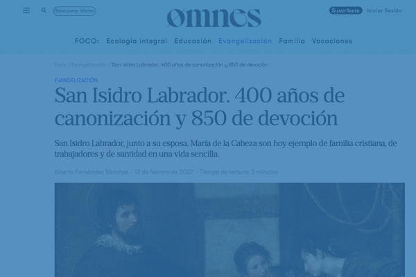 Artículo de Alberto Fernández en 'Omnes' sobre el patrón de Madrid