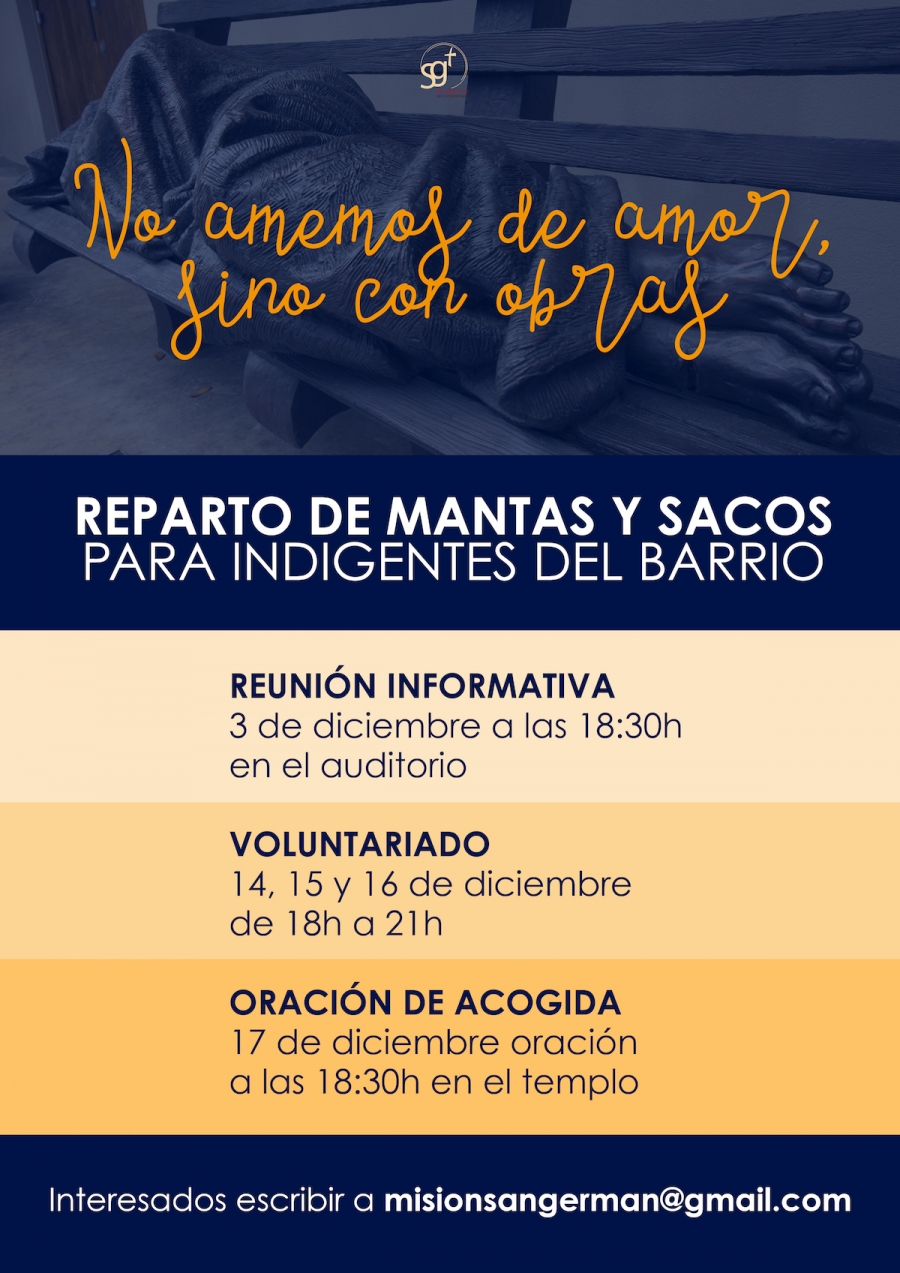 San Germ&aacute;n organiza un reparto de mantas para las personas sin hogar del barrio