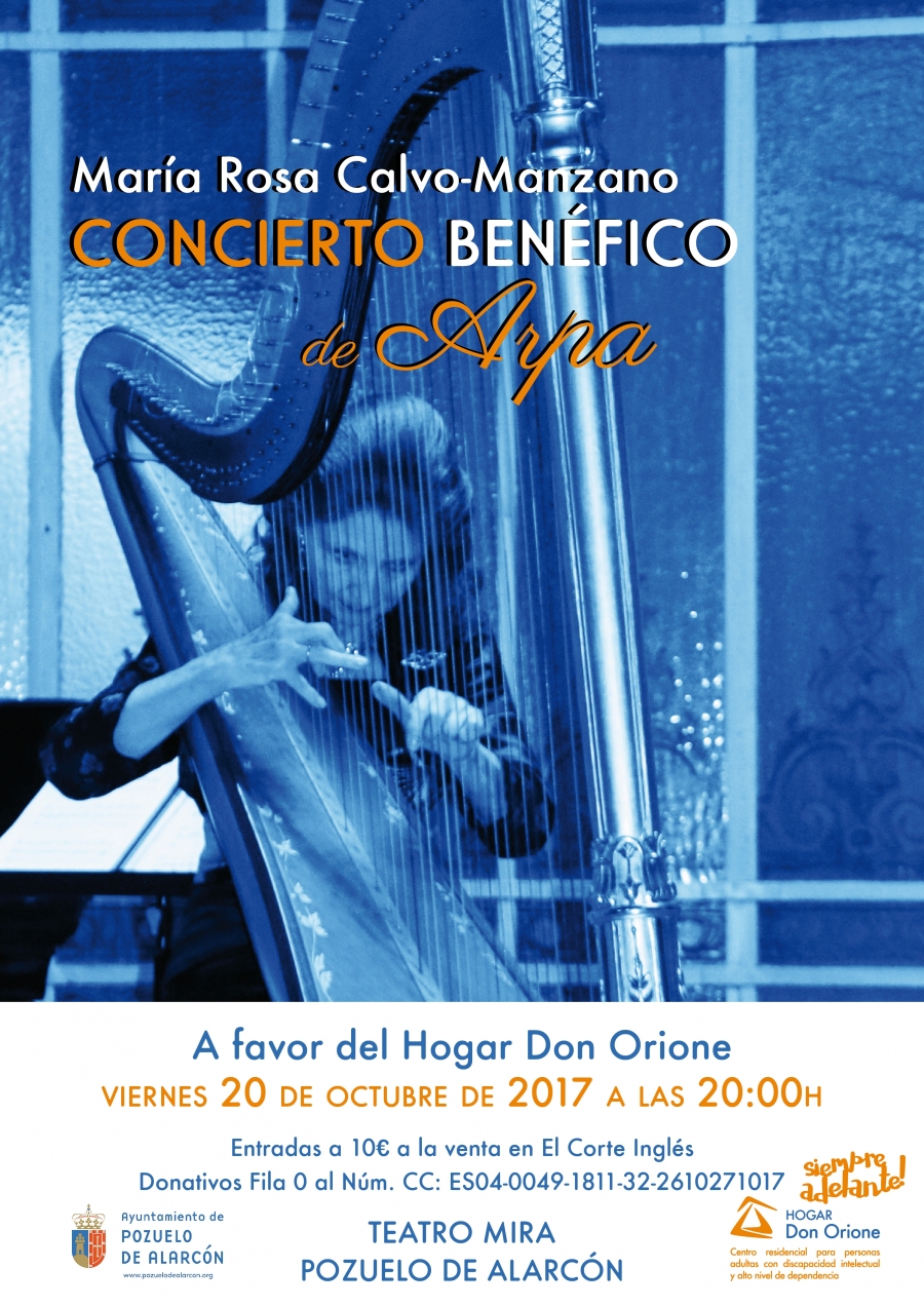 María Rosa Calvo-Manzano ofrece un concierto de arpa a beneficio del Hogar Don Orione