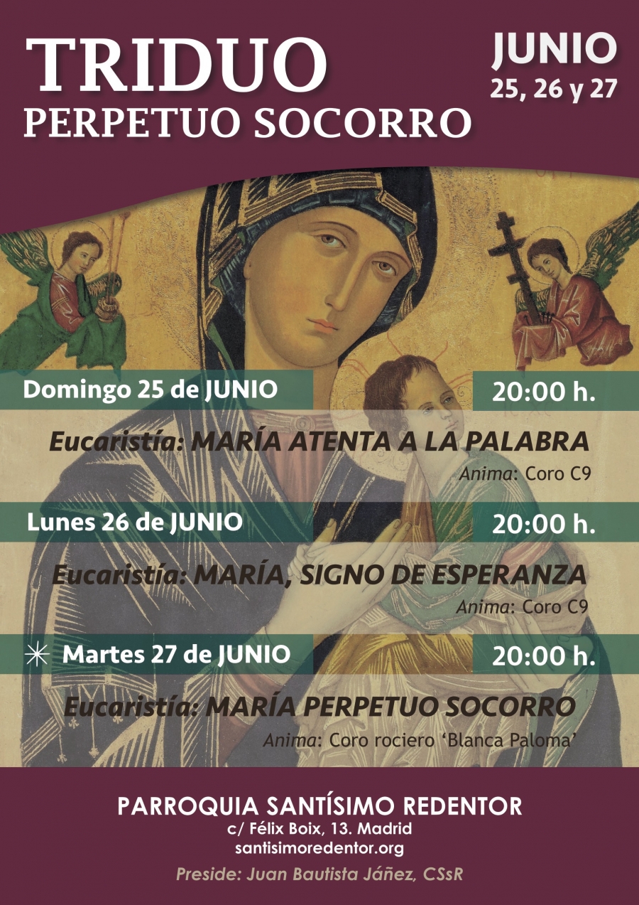 Triduo en honor a Nuestra Se&ntilde;ora del Perpetuo Socorro en Sant&iacute;simo Redentor