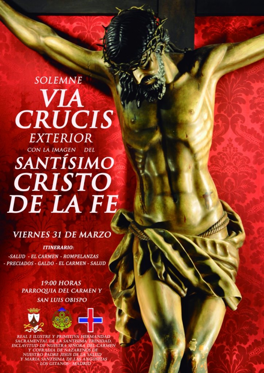 El Sant&iacute;simo Cristo de la Fe preside un via crucis por las calles aleda&ntilde;as a la Iglesia de El Carmen y San Luis