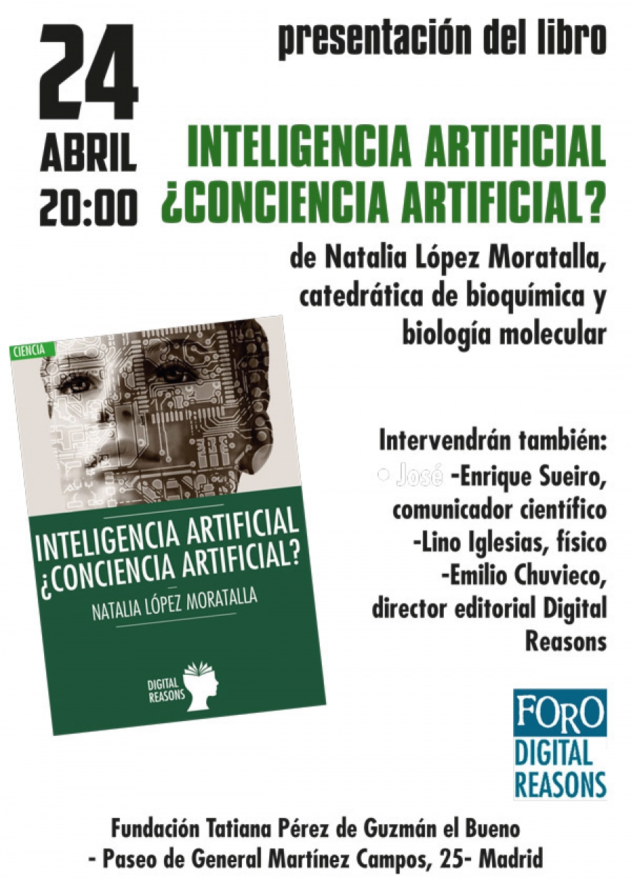 Natalia L&oacute;pez Moratalla presenta 'Inteligencia artificial. &iquest;Conciencia artificial?'