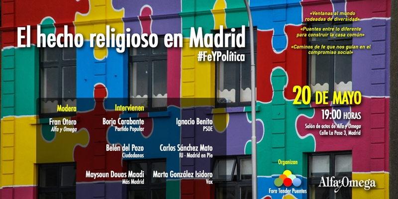 Representantes de los principales partidos debaten este lunes en 'Alfa y Omega' sobre 'El hecho religioso en Madrid'