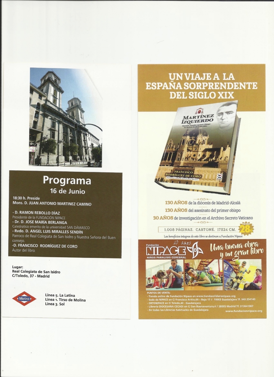 Monse&ntilde;or Mart&iacute;nez Camino presenta en la colegiata de San Isidro un libro sobre Mart&iacute;nez Izquierdo