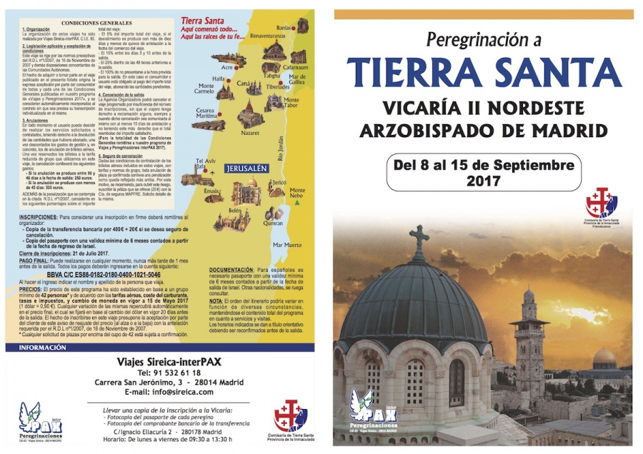 La Vicar&iacute;a II organiza una peregrinaci&oacute;n a Tierra Santa