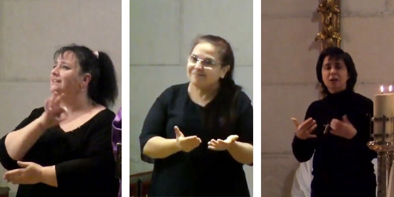 Sonia, Rosa y Odete: las intérpretes que llevan al lenguaje de signos las Misas de la catedral