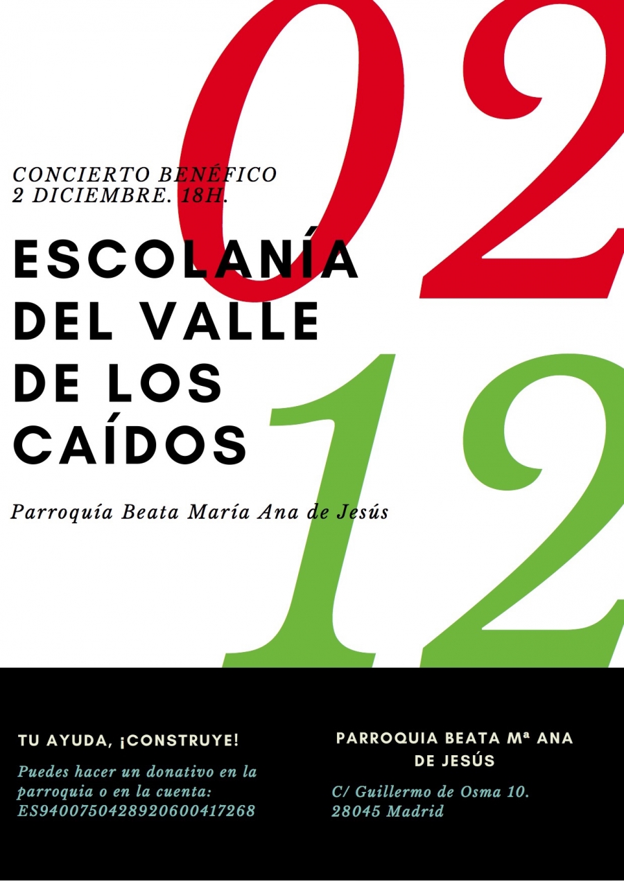 La Escolan&iacute;a del Valle de los Ca&iacute;dos ofrece un concierto ben&eacute;fico en Beata Mar&iacute;a Ana de Jes&uacute;s