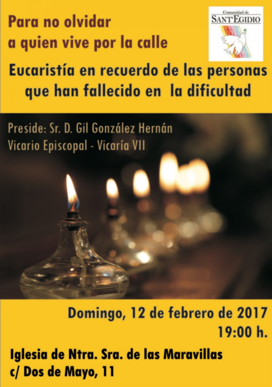 La Comunidad de Sant&rsquo;Egidio ofrece una Eucarist&iacute;a en recuerdo de las personas fallecidas en la dificultad