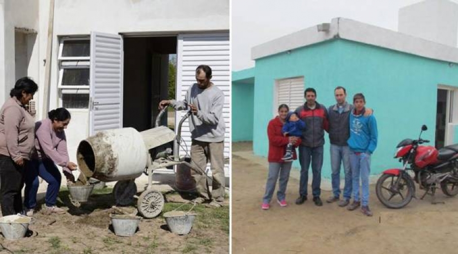 Ayudadas por C&aacute;ritas Argentina, familias construyen sus propias casas