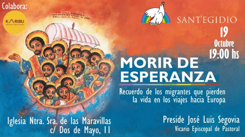 Eucaristía “Morir de Esperanza” organizada por la Comunidad de Sant’Egidio en Madrid en la Iglesia Nuestra Señora de las Maravillas