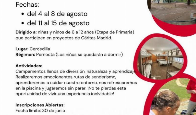 Cáritas Madrid organiza campamentos de verano para niños en Cercedilla: actividades al aire libre, aprendizaje y diversión