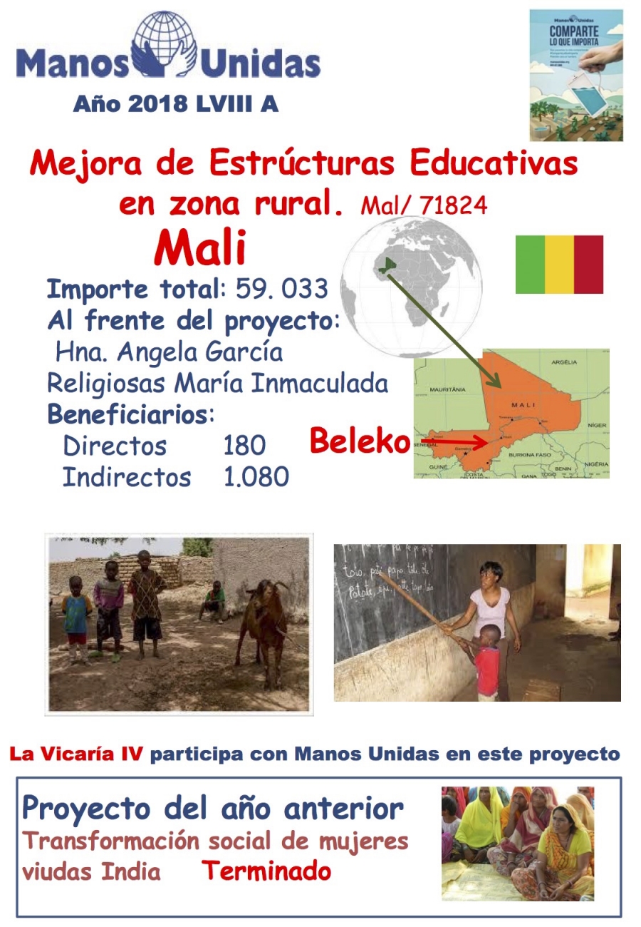 Las parroquias de la Vicar&iacute;a IV financian un proyecto de educaci&oacute;n de Mali en el marco de la 59 campa&ntilde;a de Manos Unidas