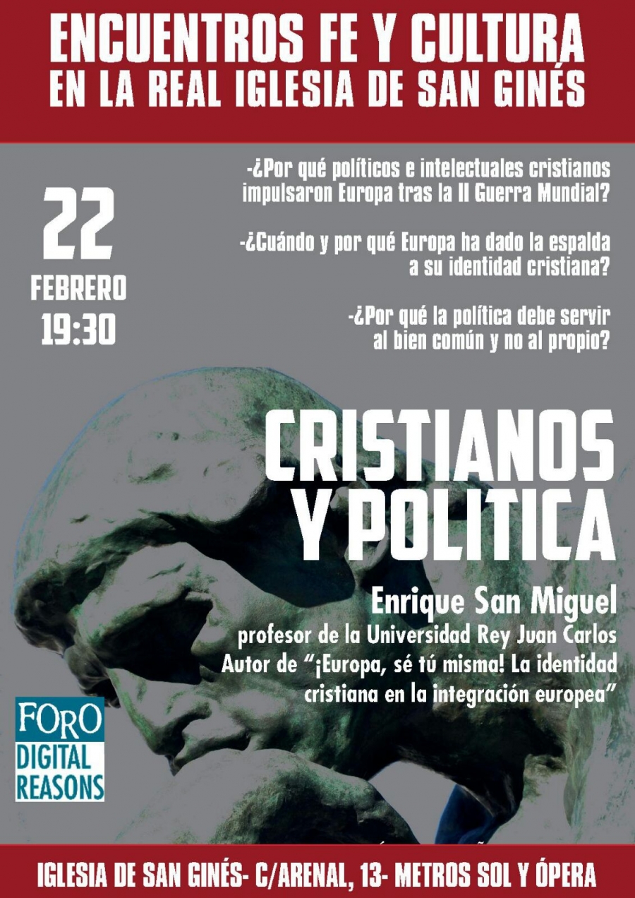 El profesor Enrique San Miguel habla de cristianos y pol&iacute;tica en la iglesia de San Gin&eacute;s
