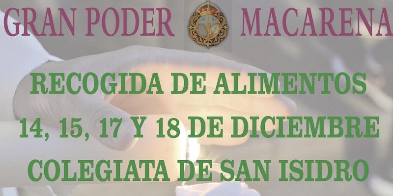 La hermandad de la Macarena organiza una recogida de alimentos en la colegiata de San Isidro