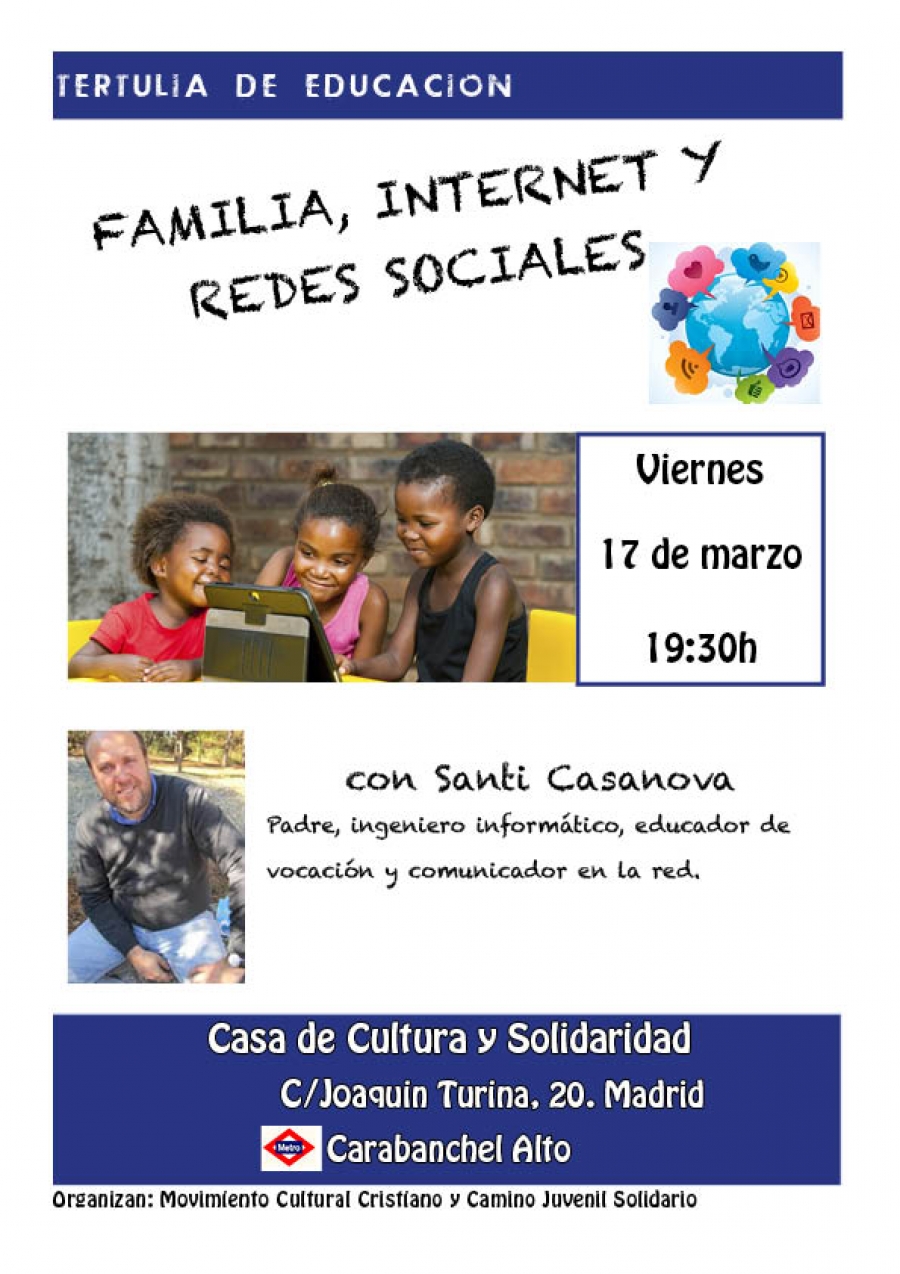 El Movimiento Cultural Cristiano organiza una tertulia sobre familia y redes sociales