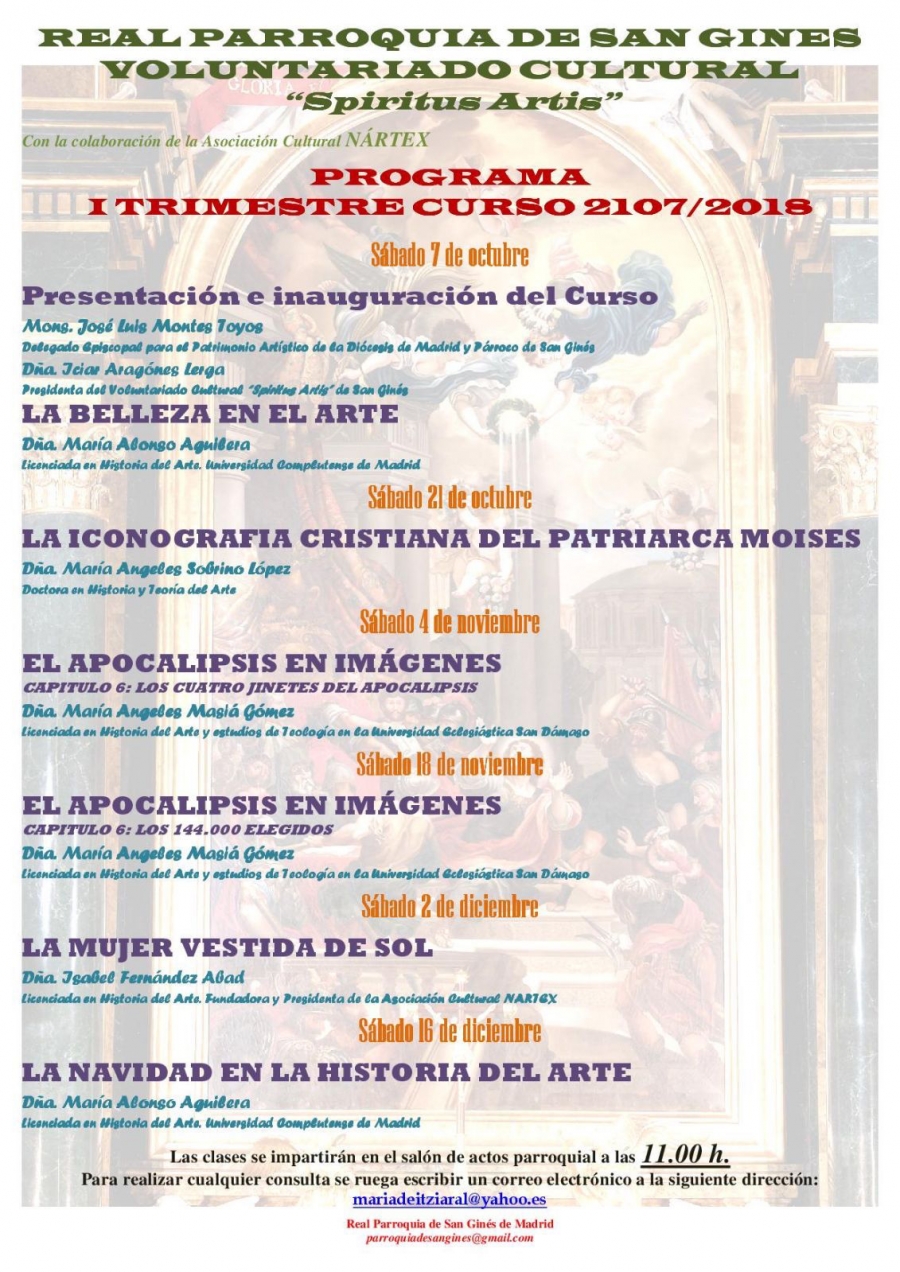 La parroquia de San Gin&eacute;s organiza un nuevo curso del voluntariado cultural 'Spiritus Artis'