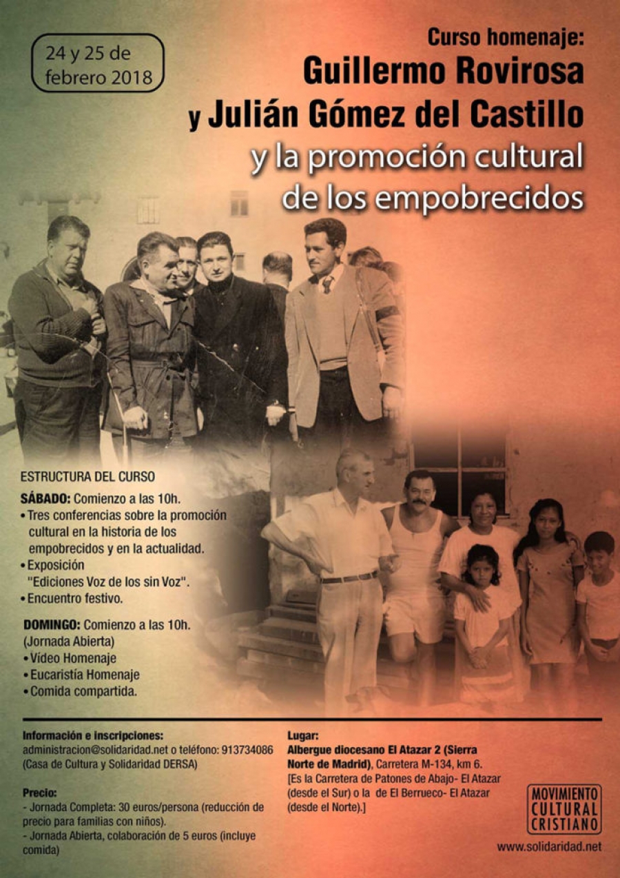 El Movimiento Cultural Cristiano organiza un curso homenaje a Guillermo Rovirosa y Juli&aacute;n G&oacute;mez del Castillo