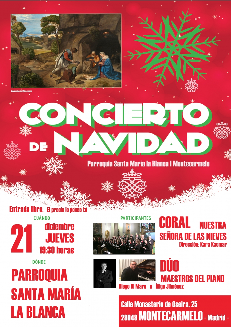 Santa Mar&iacute;a la Blanca de Montecarmelo organiza un concierto de Navidad
