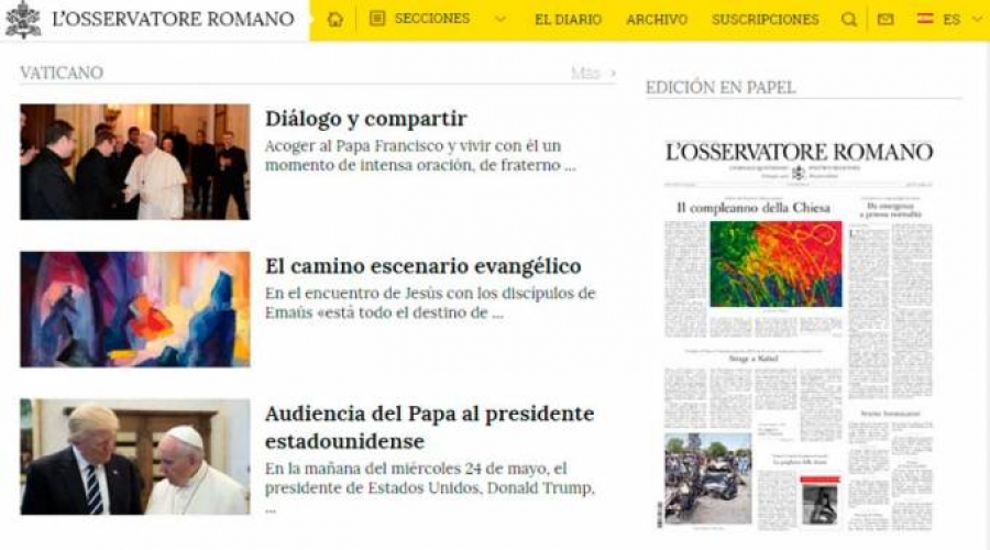 Diario vaticano L&rsquo;Osservatore Romano tendr&aacute; edici&oacute;n para Panam&aacute; y Am&eacute;rica Central