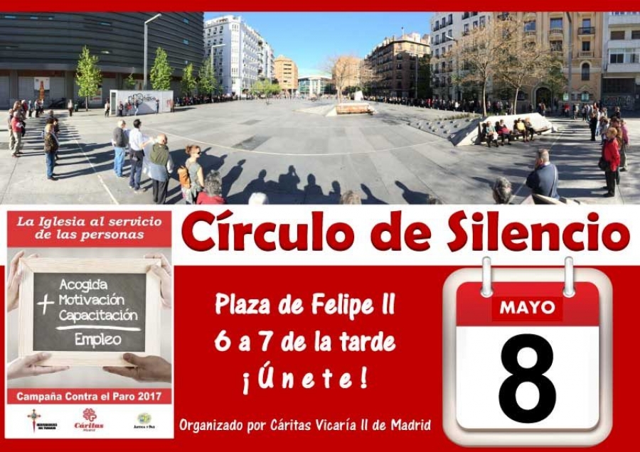 Cáritas Vicaría II organiza un círculo de silencio contra el paro en la avenida Felipe II