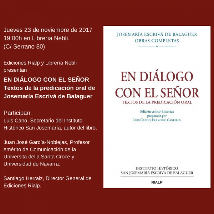 Presentaci&oacute;n del libro &laquo;En di&aacute;logo con el Se&ntilde;or&raquo;