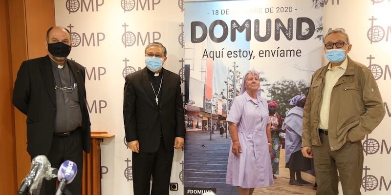 De izquierda a derecha: Jos&eacute; Mar&iacute;a Calder&oacute;n, director nacional de OMP Espa&ntilde;a; monse&ntilde;or Bernardito Auza, nuncio apost&oacute;lico en Espa&ntilde;a; y el misionero comboniano en Chad, Enrique Rosich.