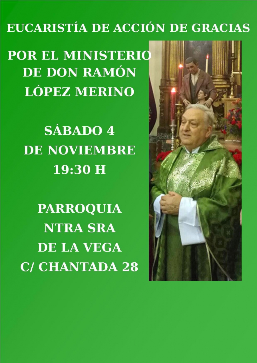 El vicario de Pastoral Social preside una Eucarist&iacute;a de acci&oacute;n de gracias por el ministerio de Ram&oacute;n L&oacute;pez Merino.