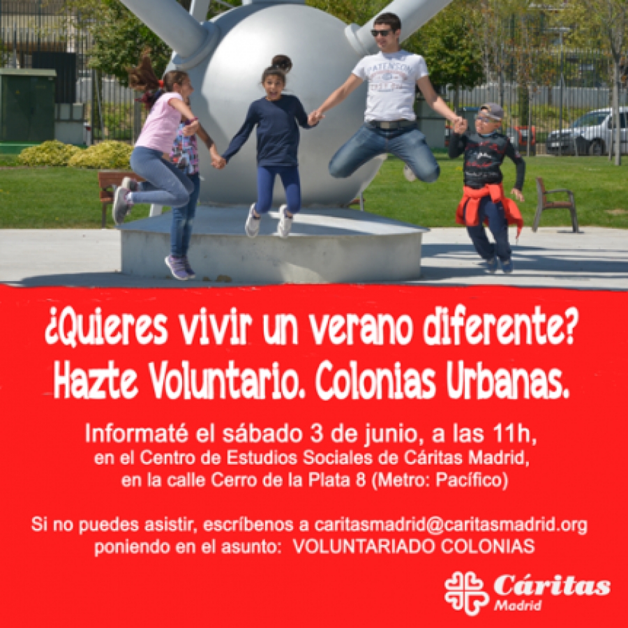 C&aacute;ritas Madrid informa sobre c&oacute;mo colaborar como voluntario en las colonias urbanas