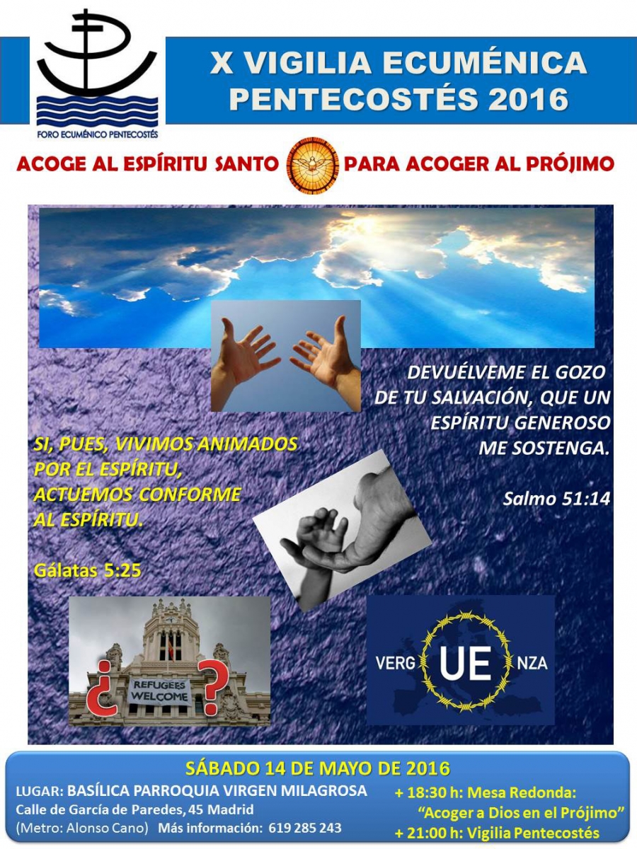 La basílica de la Milagrosa acoge la X edición de la Vigilia Ecuménica de Pentecostés