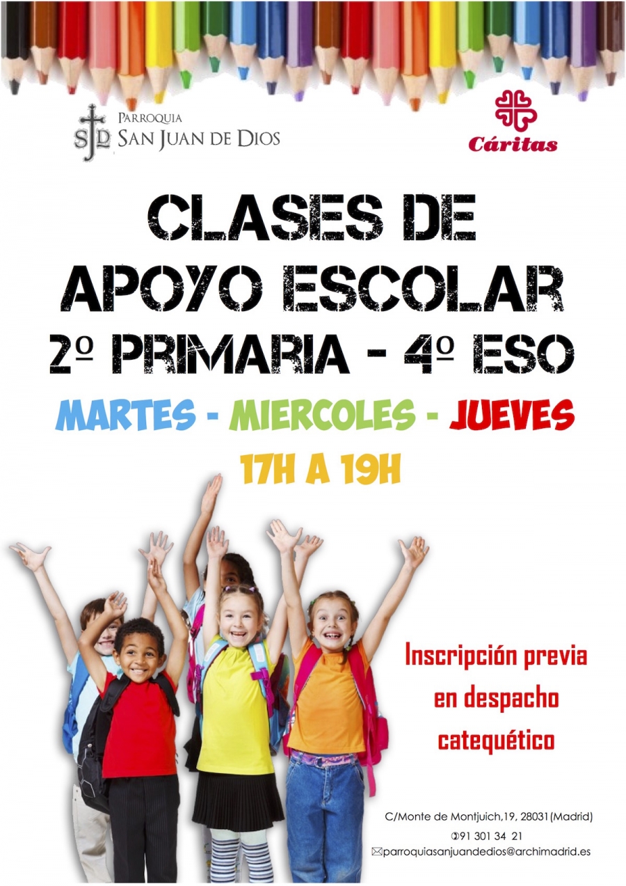 La parroquia San Juan de Dios ofrece clases de apoyo escolar