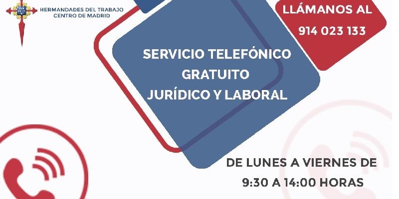 El centro de Madrid de Hermandades pone en marcha un servicio gratuito de asesoramiento jur&iacute;dico y laboral a trav&eacute;s del tel&eacute;fono