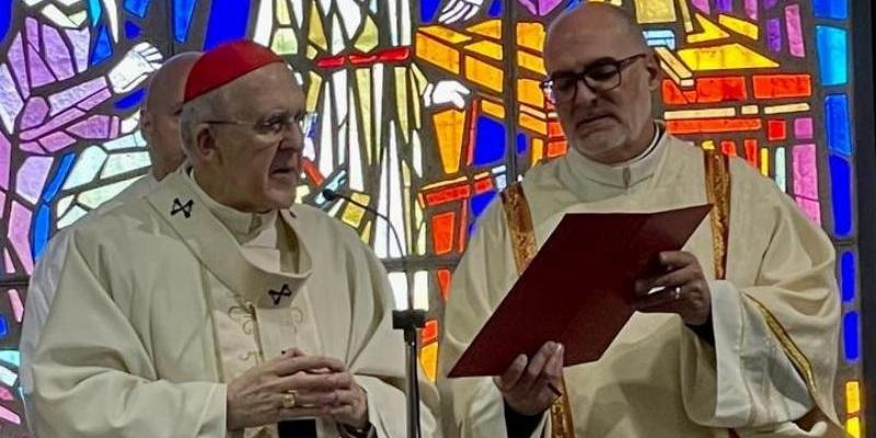 El arzobispo de Madrid con el hermano Óscar en la Misa de ordenación diaconal celebrada en enero de este año