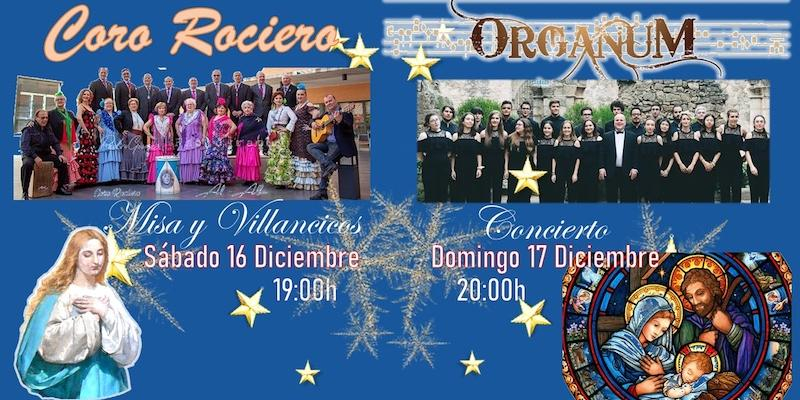 Los coros Rociero y Organum ofrecen en Santas Perpetua y Felicidad sendos conciertos de villancicos