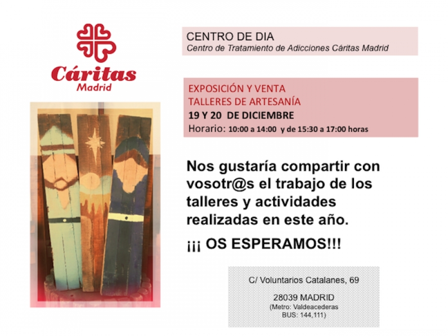 Exposici&oacute;n y venta de los talleres de artesan&iacute;a del Centro de Tratamiento de Adicciones de C&aacute;ritas Madrid