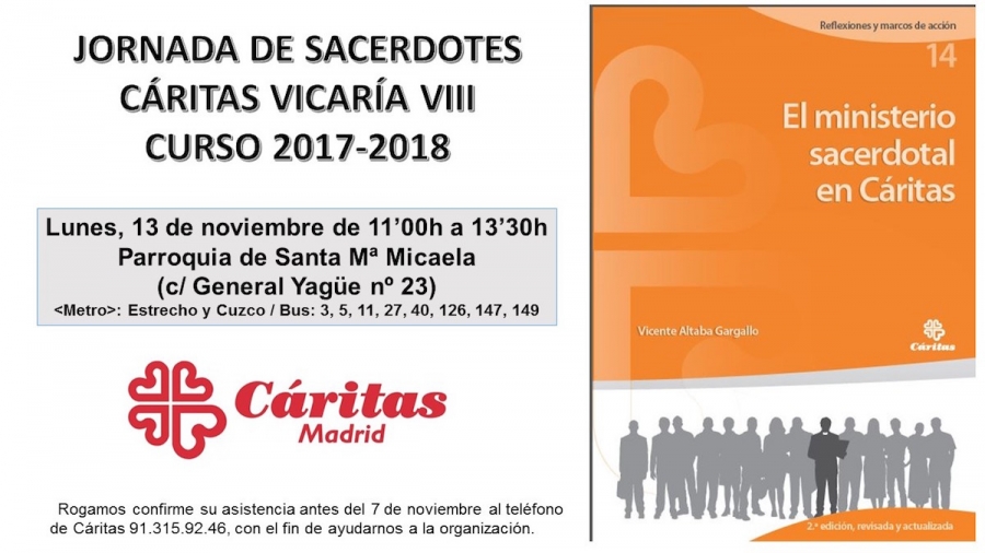 Santa Mar&iacute;a Micaela acoge una jornada de C&aacute;ritas con sacerdotes de la Vicar&iacute;a VIII