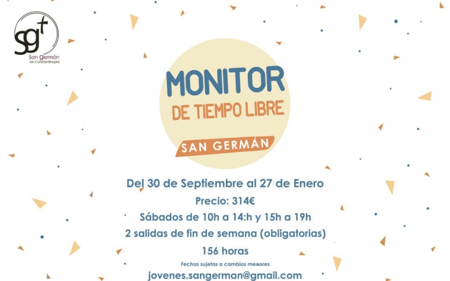 El s&aacute;bado comienza el curso de monitor de tiempo libre organizado por San Germ&aacute;n de Constantinopla