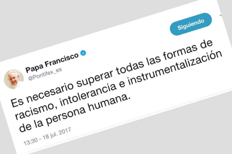 El Papa pide en un 'tuit': superar todas las formas de racismo