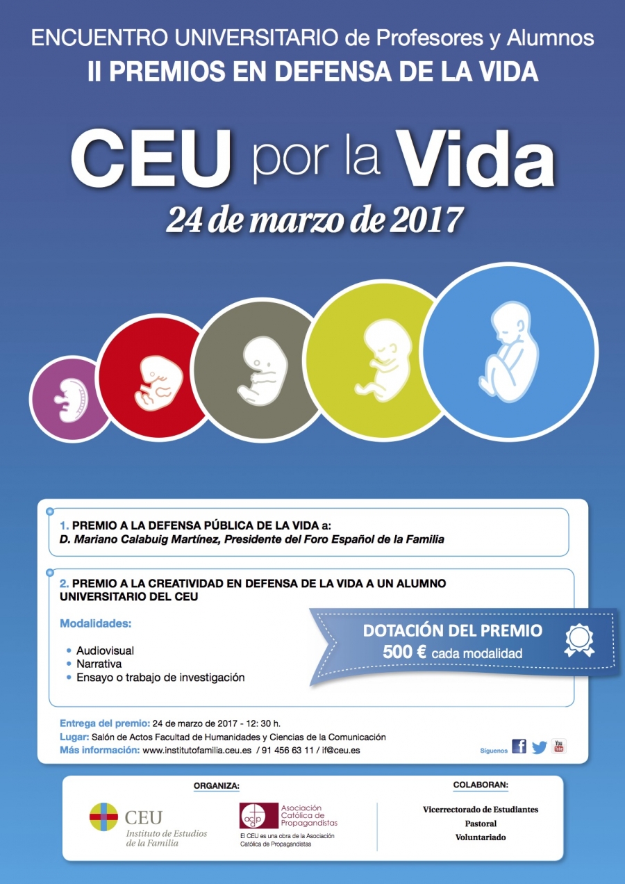 El presidente del Foro Espa&ntilde;ol de la Familia, Mariano Calabuig, recoge el Premio CEU por la Vida