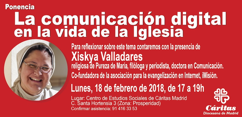 Xiskya Valladares habla de comunicación digital en la vida de la Iglesia en el Centro de Estudios Sociales de Cáritas Diocesana de Madrid