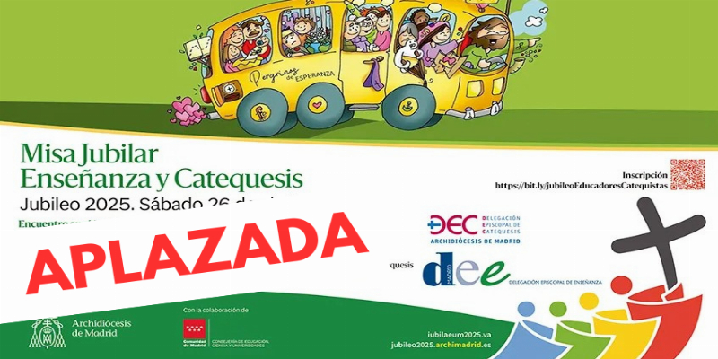 Aplazado el Jubileo de Catequesis y Enseñanza previsto para este sábado en Madrid