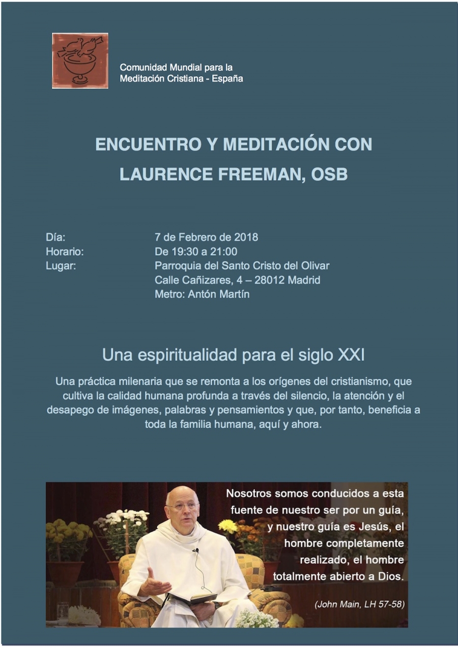 Santo Cristo del Olivar organiza un encuentro meditaci&oacute;n con Laurence Freeman, OSB