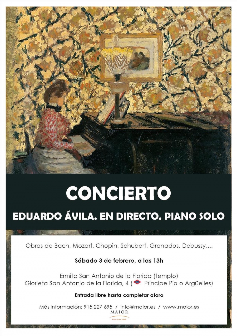 Eduardo &Aacute;vila ofrece este s&aacute;bado un concierto de piano en San Antonio de la Florida
