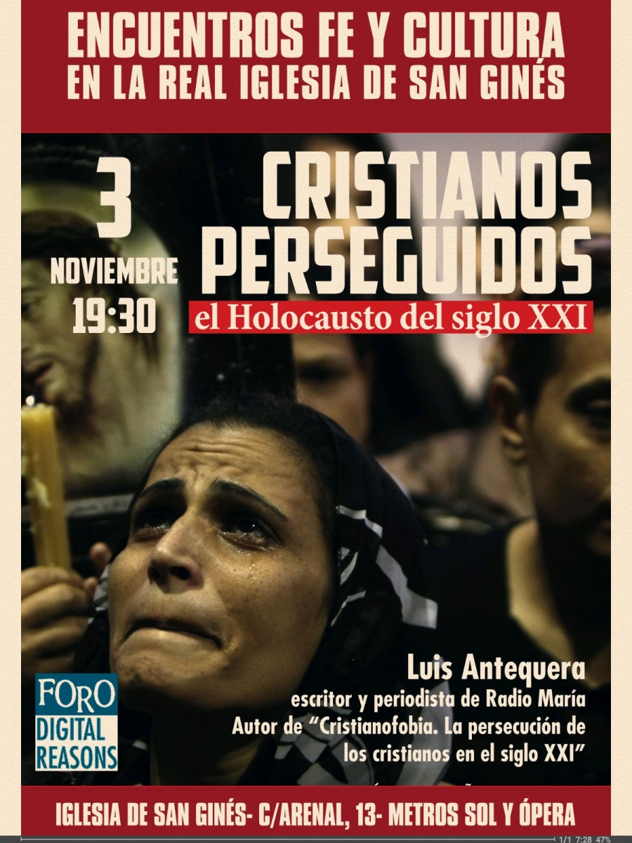Se cancela la conferencia 'Cristianos perseguidos. El Holocausto del siglo XXI' en San Gin&eacute;s