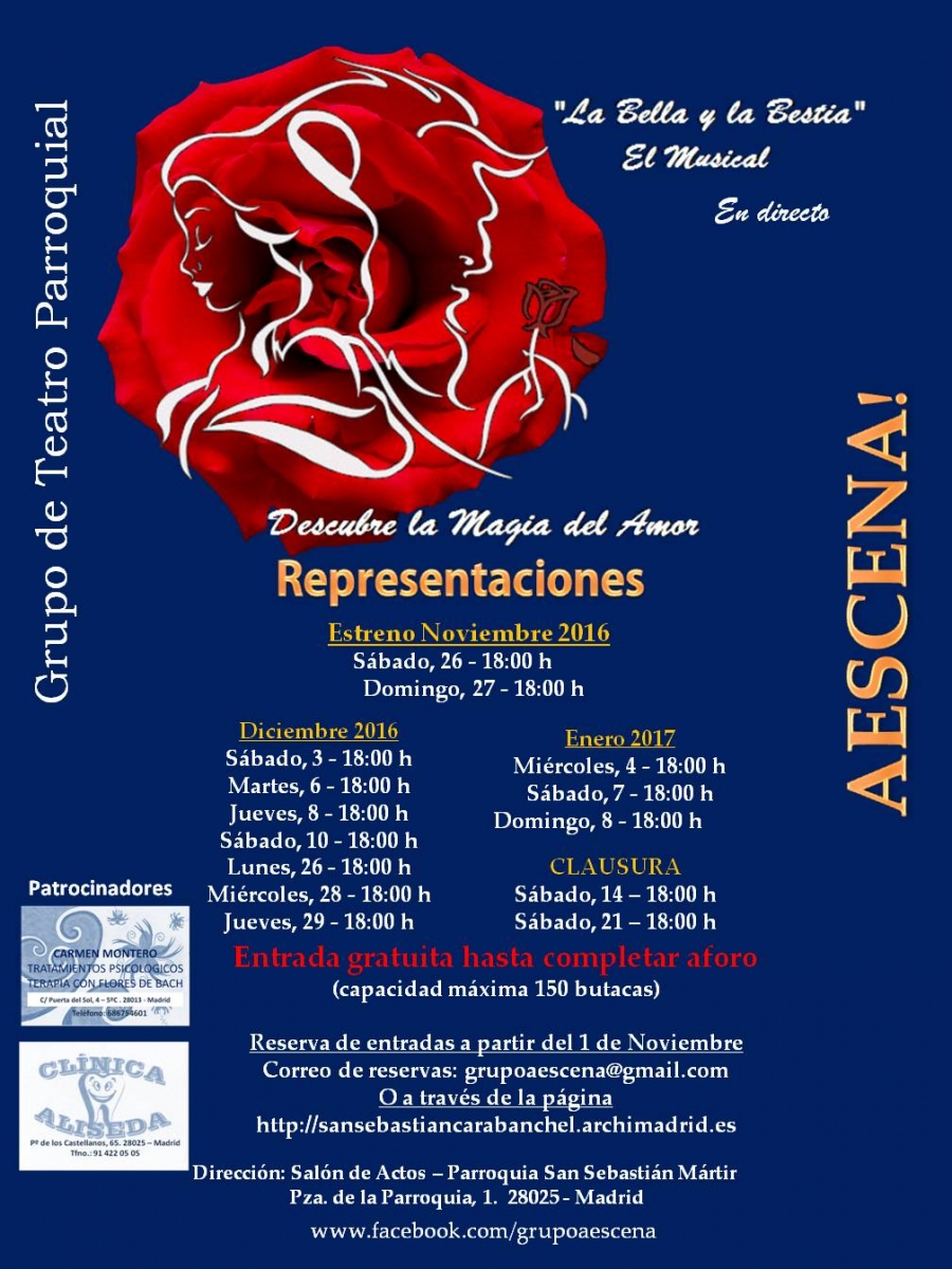 El grupo teatral AESCENA! representa &#039;La Bella y la Bestia&#039; en la parroquia San Sebastián Mártir