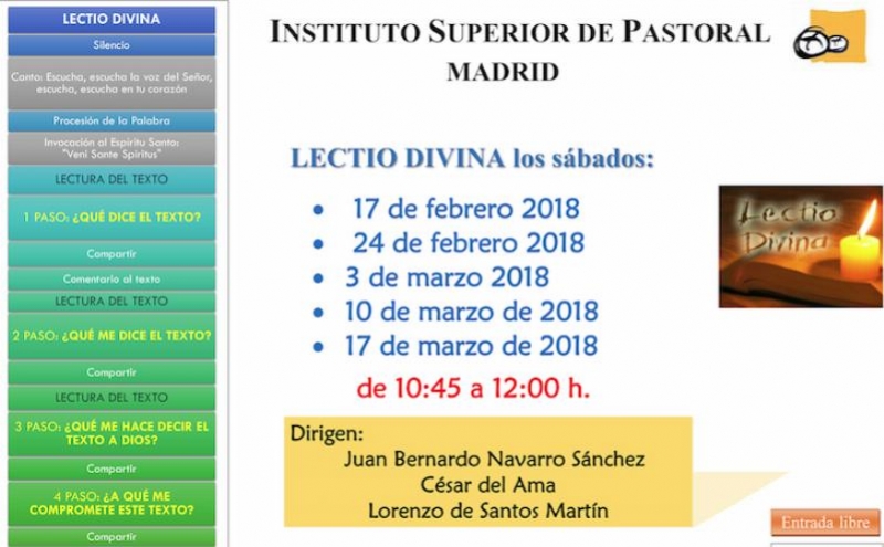 El Instituto Superior de Pastoral de Madrid invita a compartir la práctica de la Lectio Divina
