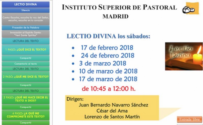 El Instituto Superior de Pastoral de Madrid invita a compartir la pr&aacute;ctica de la Lectio Divina