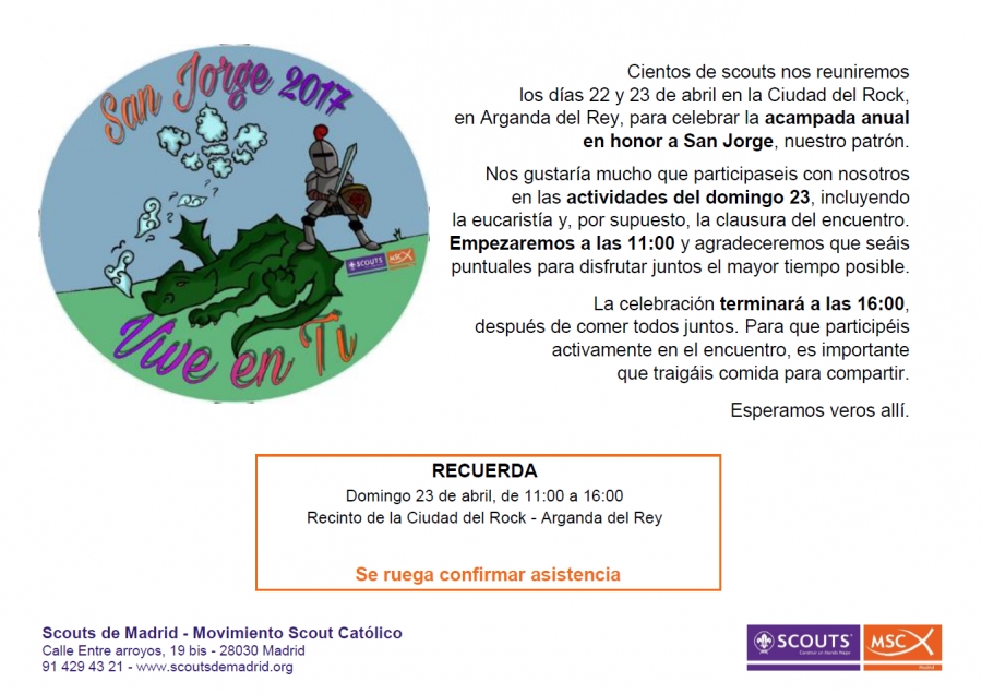 Los scouts católicos de Madrid celebran una acampada en la fiesta de san Jorge